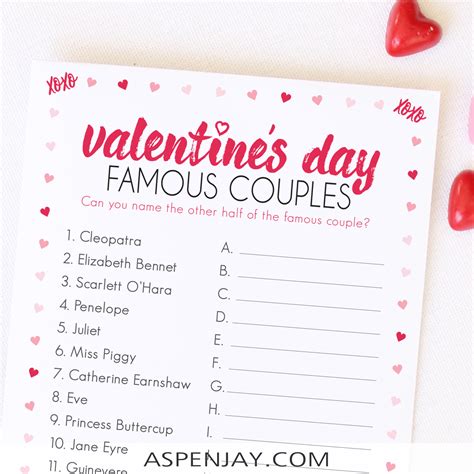 the perfect valentine s party game famous couples match aspen jay