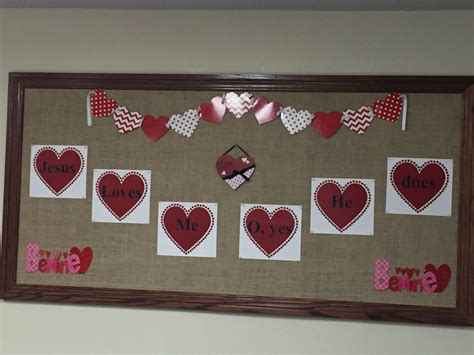 A Bulletin Board Is Decorated With Hearts And The Words I Love You Are