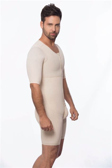 Male Full Body Mid Thigh Faja With Sleeves Contour Fajas