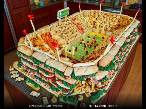 Football Stadium Made Of Food Bowl Party Food Super Bowl Food Stadium Superbowl Party