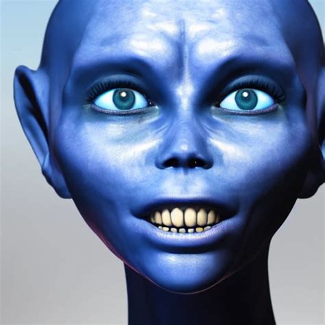 Alien Blue Skin Perfect Breast Detailed Face Shadow Effect