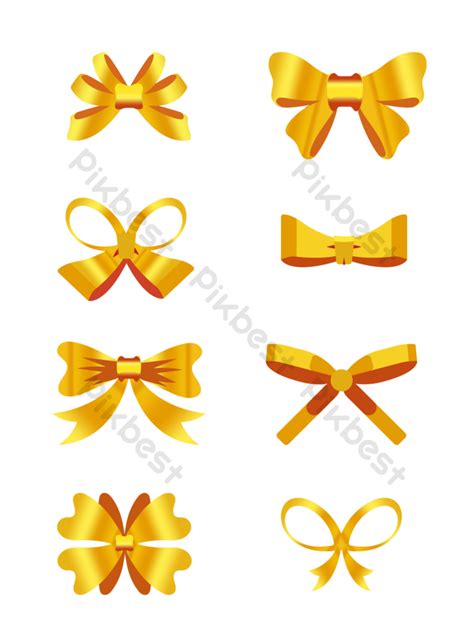 Golden Ribbon Bow Vector Png Images Psd Free Download Pikbest