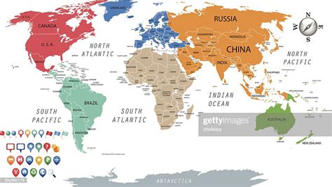 Colorful World Map By Continents High Res Vector Graphic Getty Images