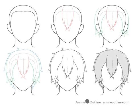 How to draw anime faces. How to Draw Anime Male Hair Step by Step - AnimeOutline in ...
