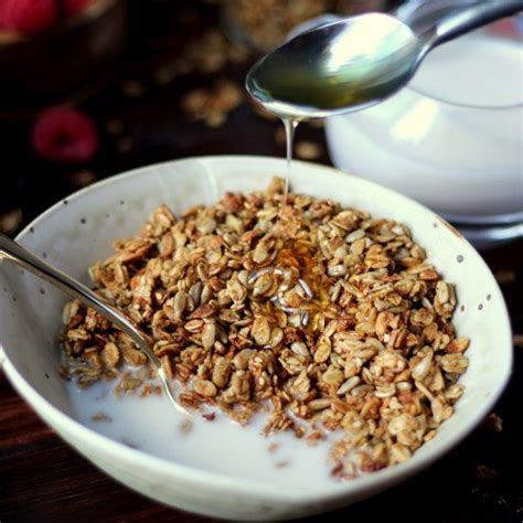 Homemade Flax Granola With Milk Honey Easy Healthy A Complete