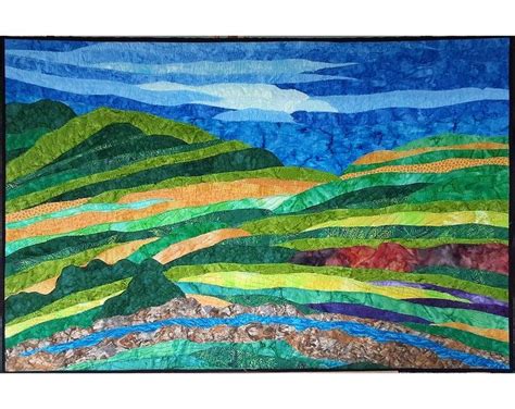 Easy Landscape Art Quilt Pattern Tutorial Moon Over The Mountains