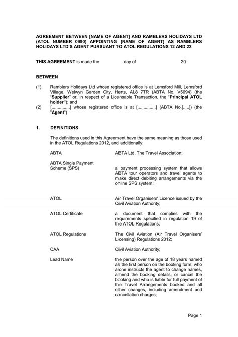 Travel Agency Agreement