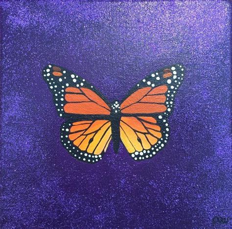 Butterfly Painting On Gallery Wrapped Canvas 8x8 Etsy In 2020