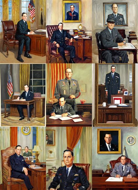 Official Portrait Of Douglas Macarthur Sitting At The Stable