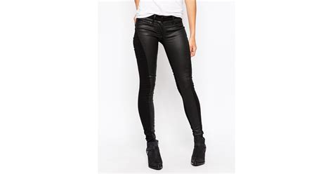 3x1 Denim Low Rise Coated Skinny Jeans In Black Lyst
