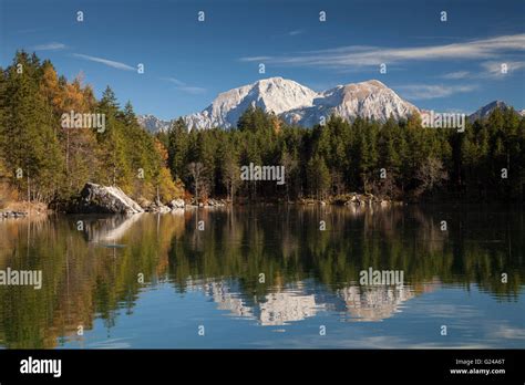 Alpine Landscape With Hoher Göll Mountain At Lake Hintersee