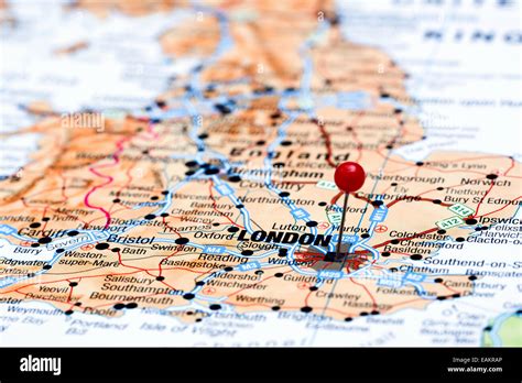 London Pinned On A Map Of Europe Stock Photo Alamy