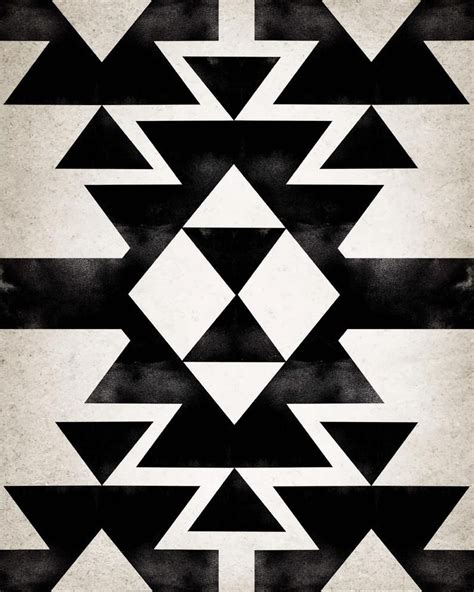 Black Geometric Art Print Aztec Home Decor Etsy Pattern Art