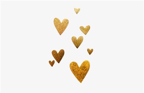 8 Gold Hearts Gold Glitter Heart Png Gold Glitter Heart