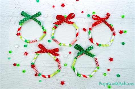 Easy Kid Made Wreath Ornaments With Paper Straws Projects With Kids
