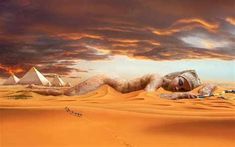 bakgrundsbilder landskap fantasikonst solnedgång sand soluppgång öken pyramid egypten