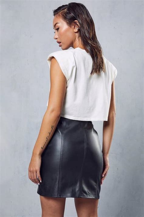Skirts Premium Leather Look Biker Mini Skirt Misspap