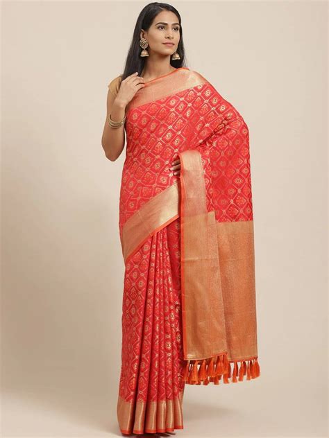 Red And Golden Woven Design Patola Saree Vastranand 3414362