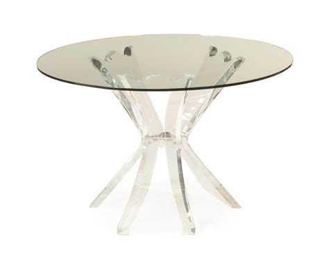 A Lucite Glass And Silver Metal Circular Center Table