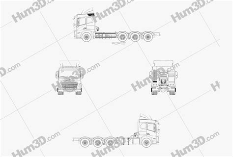 Volvo Fm Chassis Truck 4 Axle 2020 Blueprint 3dmodels