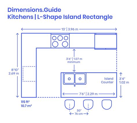Recommended kitchen island dimensions height depth. L-Shape Island (Rectangle) Kitchen Layout | L shaped ...