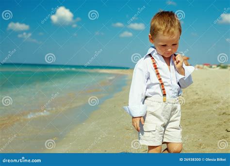 Dreamy Baby Boy Walking The Sea Beach Stock Photo Image Of Outdoor