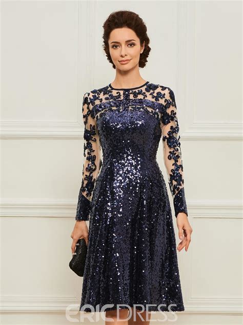 I Love This Cute A Line Long Sleeves Sequins Mother Of The Bride Dress