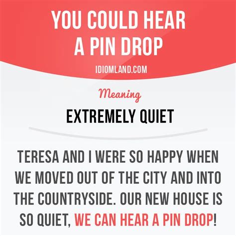 “you Could Hear A Pin Drop” Means “extremely Quiet” Example Teresa