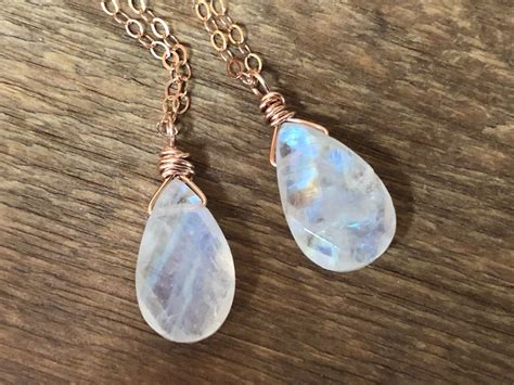 Rainbow Moonstone Pendant Necklace June Birthday Gift For Her Raw