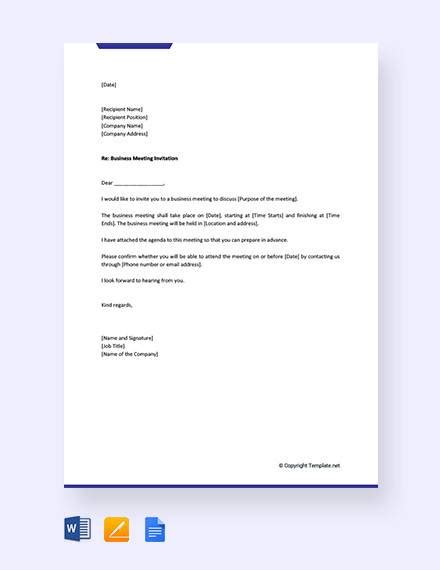 Letters of invitation can be formal or informal depending on the situation and who we are writing to. FREE 12+ Business Meeting Invitation Letter Templates in ...