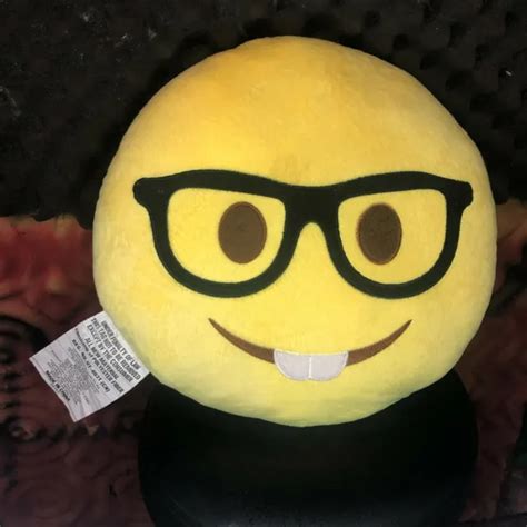 Nerd Face Emoji Pillow Emoticon Cushion Yellow Plush Doll Toy Plushie Glasses 1100 Picclick