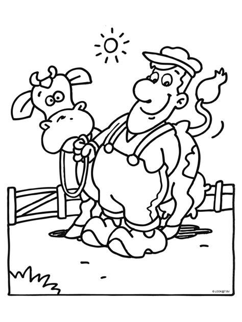 350 x 350 jpg pixel. Kleurplaat Boer met koe - Kleurplaten.nl - boerderij ...