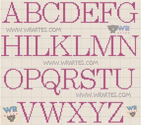 As letras em ponto cruz são muito utilizadas para bordar nomes e brasões em peças como: WR Artes (Blog do Wagner Reis): Gráfico letras ponto cruz para iniciante | Alfabeto ponto cruz ...