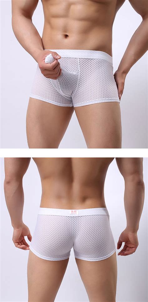 Mens Sexy Mesh Breathable Elephant Shaped U Convex Pouch Boxers Casual