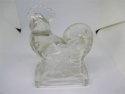 Antique Glass Rooster Great Detail Bookend Doorstop Kitchen Collectible