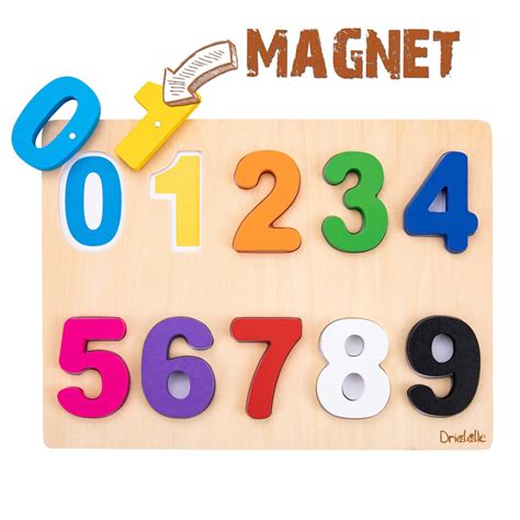 Magnetic Wooden Number Puzzle Learn Colors And Numbers Baby And Toddler