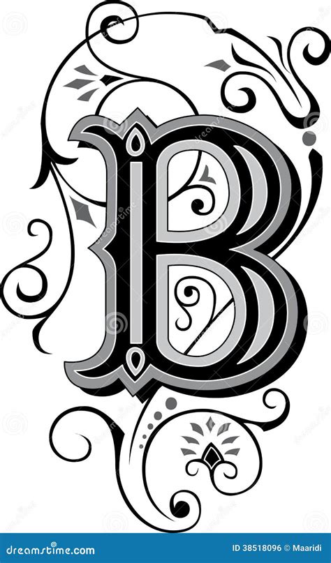 Beautiful Ornament Letter B Stock Vector Illustration Of Gray