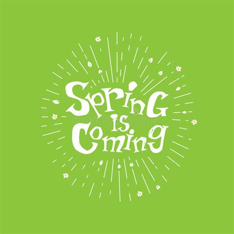 Spring Is Coming Hand Lettered Card Stock Vector Illustration Of