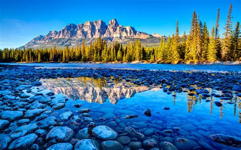Canadas Banff National Park Alberta Beautiful Mountain River Stones