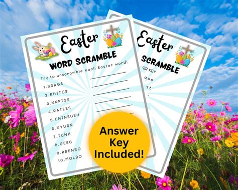 Printable Easter Word Scramble And Answer Key Sunday School Church Games
