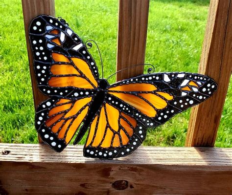 Stained Glass Monarch Butterfly Butterfly Suncatcher Etsy