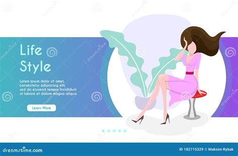 Woman Straightens Her Hair Sitting On A Chair Stock Vector