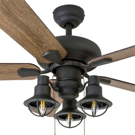 Farmhouse Ceiling Fan Light Fixture Kit Remote Drop Bronze Rustic