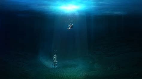 Hd Wallpaper Water Underwater Digital Art Divers Women Drowning