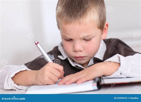 Kid Writing On Notebook Stock Photo Image Of Little 22256916