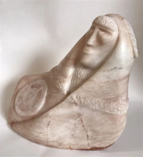 Native American Indian Bust Carving Alabaster Stone Chief Sculpture