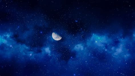 Wallpaper Moon Night Stars Sky Full Moon Iphone Blue