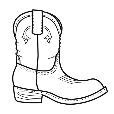 Line Drawing Of A Cowboy Boot Coloring Pages Outline Sketch Vector Cow