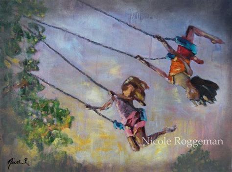 Original Oil Painting Swing Life Away Children Playing Via Etsy
