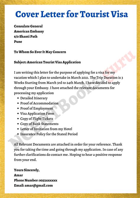 What Is Covering Letter For Visa